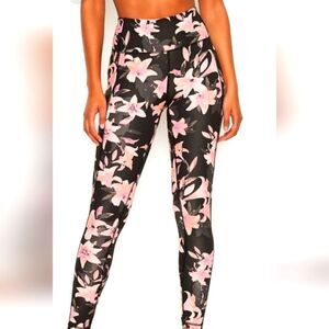 Victoria's Secret Black and Pink Floral Leggings